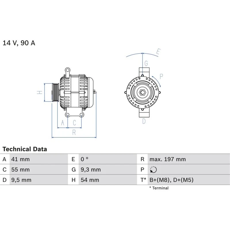 BOSCH Generator 0 986 048 771 (0986048771) til FIAT/LANCIA/OPEL