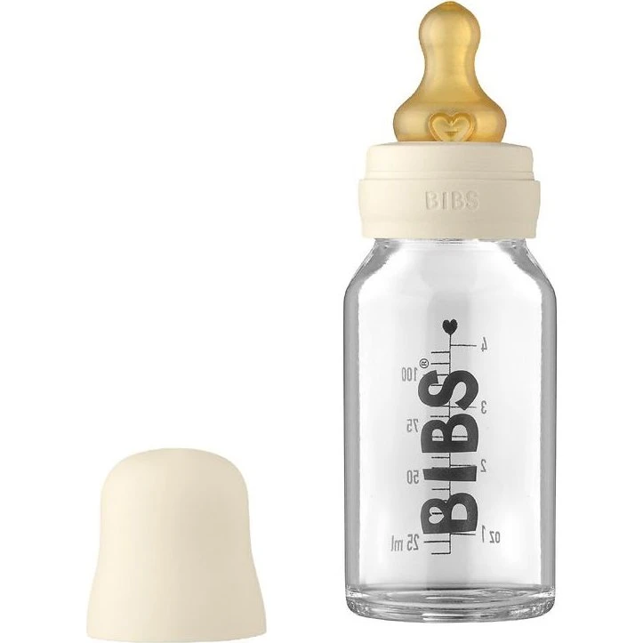 BIBS Glas-sutteflaske Complete Set 110 ml – Ivory