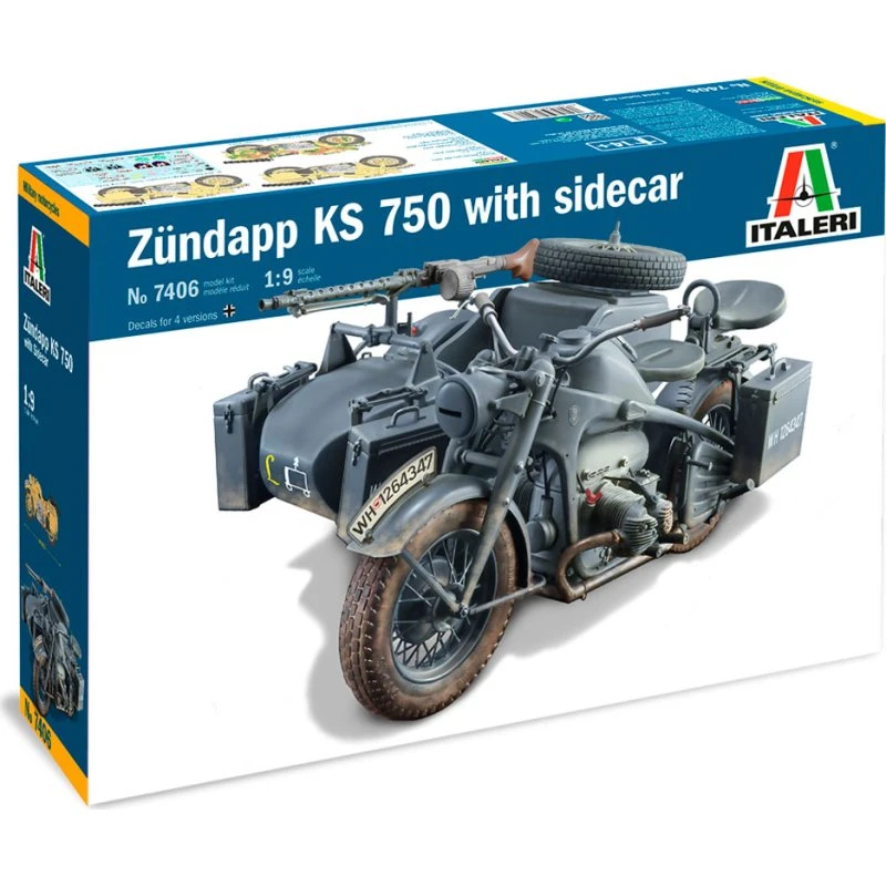 Italeri 1:9 Zündapp KS 750 med sidevogn (model 7406)