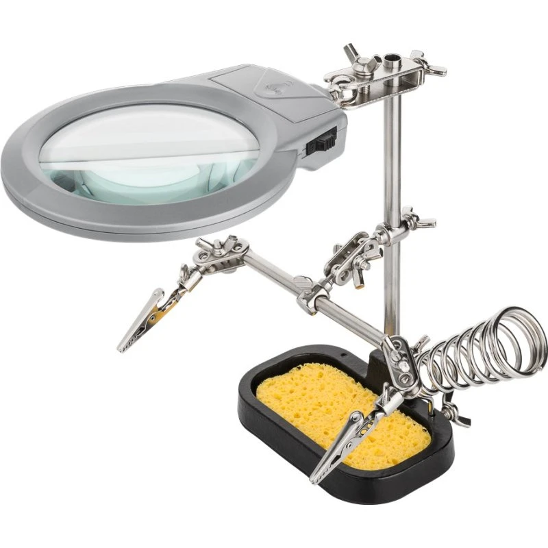 Goobay Tredje hånd med luplampe 2x og 90 mm glaslinse