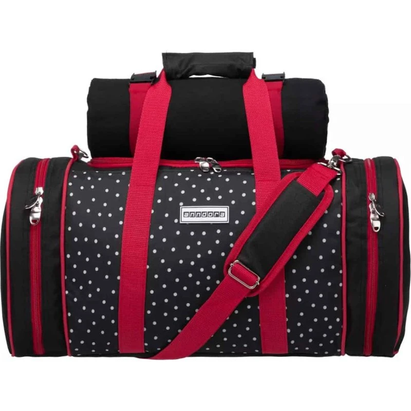 Anndora Picnic køletaske med tæppe & service til 4, sort prikket