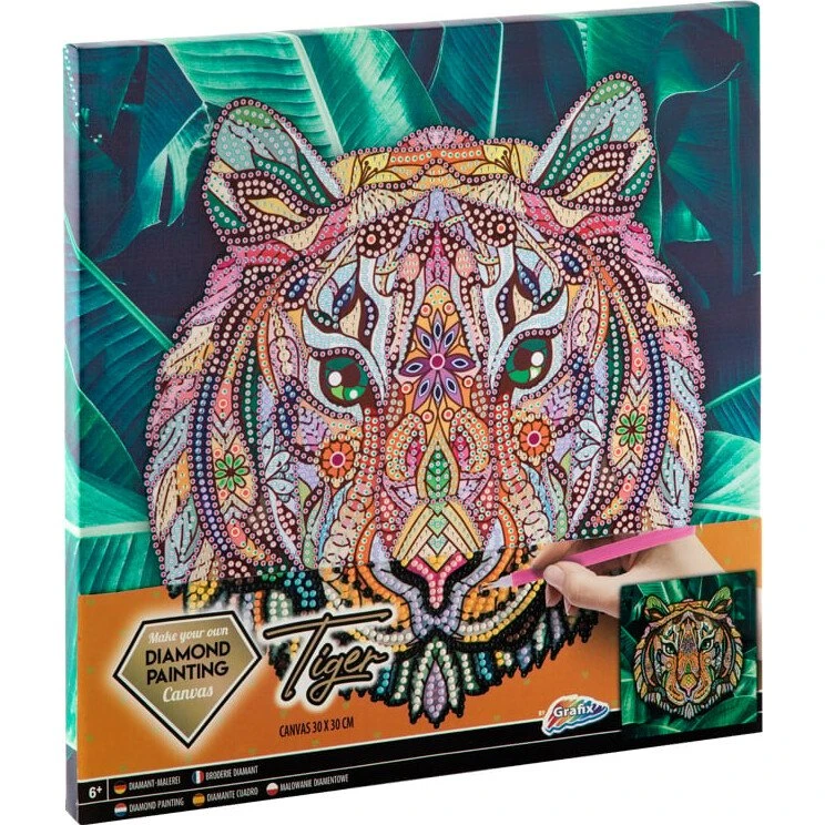 Grafix Diamond Painting Lærred Tiger 30x30 cm