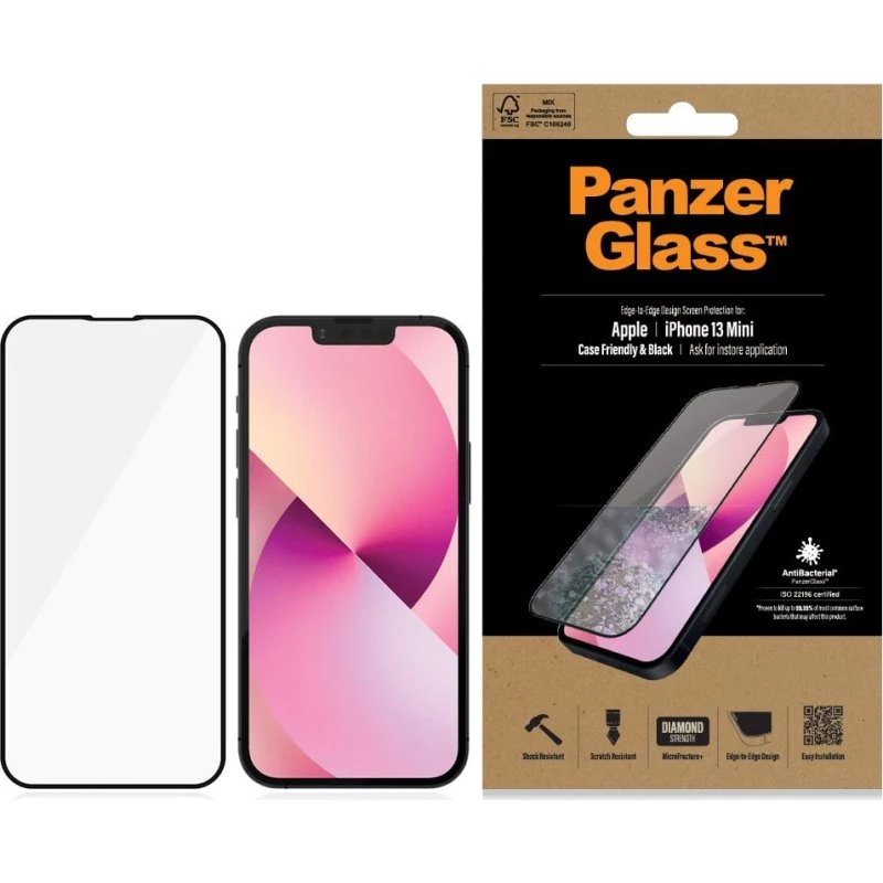 PanzerGlass Skærmbeskytter til Apple iPhone 13 mini, Sort