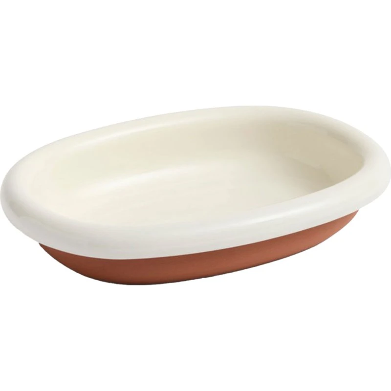 HAY Barro ovalt serveringsfad Small, off-white 20x27,5 cm