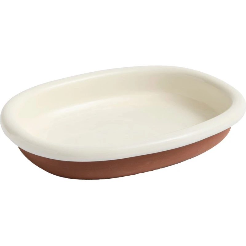 HAY Barro ovalt serveringsfad Large, benhvid 27x36 cm