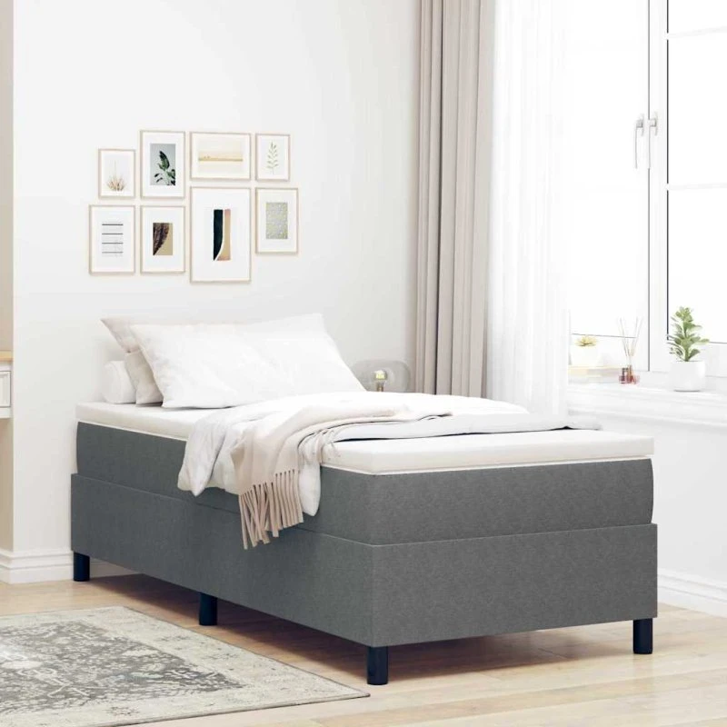 vidaXL Boxspring-seng 90 x 200 cm Lys grå/hvid Velour