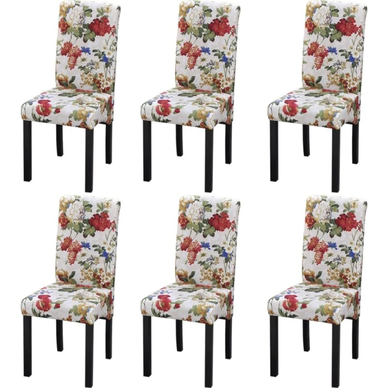 vidaXL spisebordsstole 6 stk. stof flerfarvet (blomstermønster)