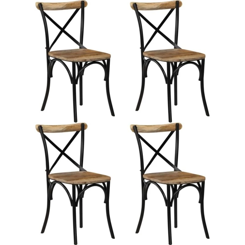 vidaXL krydsstole 4 stk. massivt mangotræ, sort stel