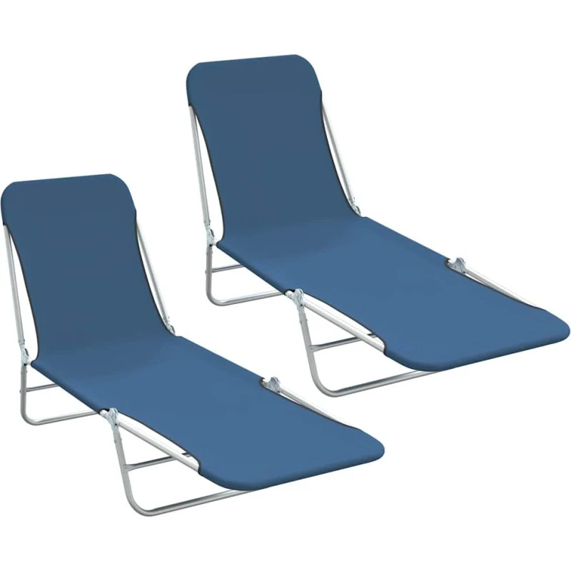 vidaXL Foldbare liggestole 2 stk. stål og stof, blå