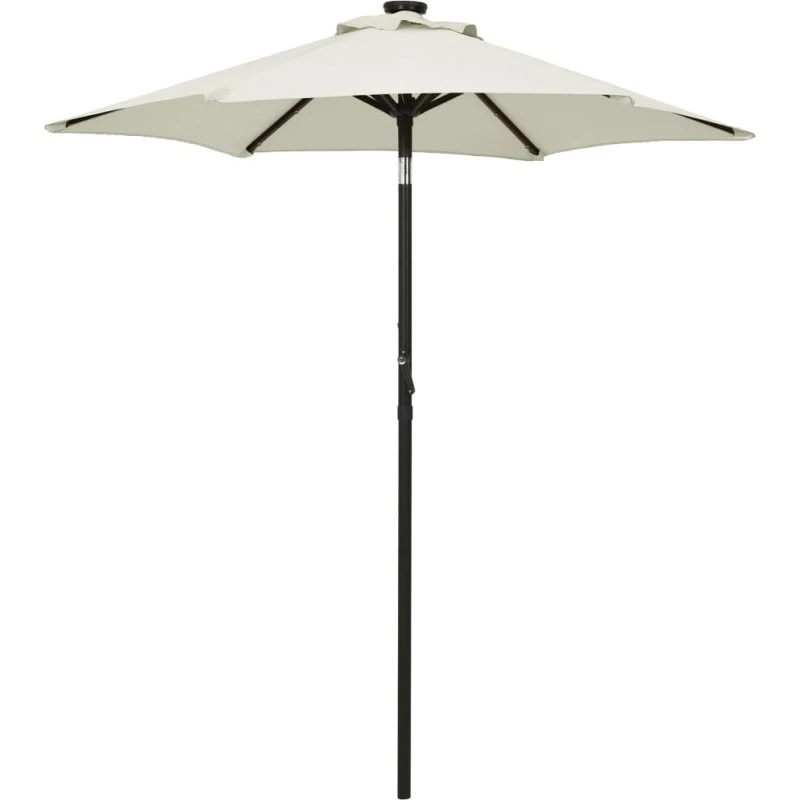 vidaXL parasol med LED-lys 200x211 cm aluminium sandfarvet