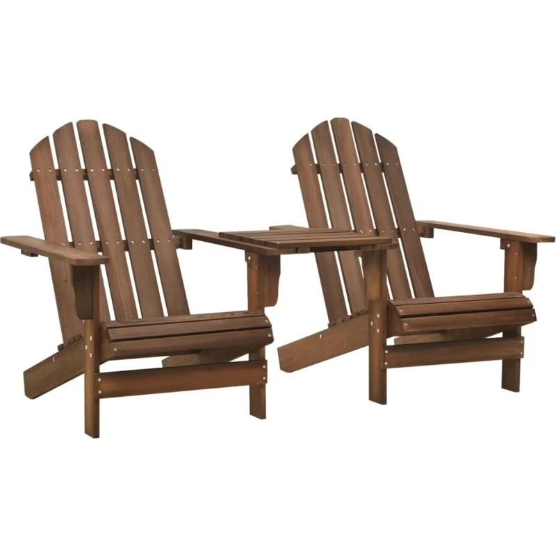 vidaXL Adirondack havestol med bord, massivt gran, brun