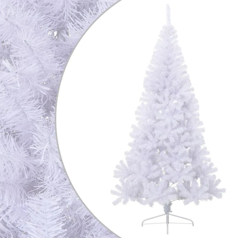 vidaXL kunstigt halvt juletræ 210 cm PVC hvid med fod