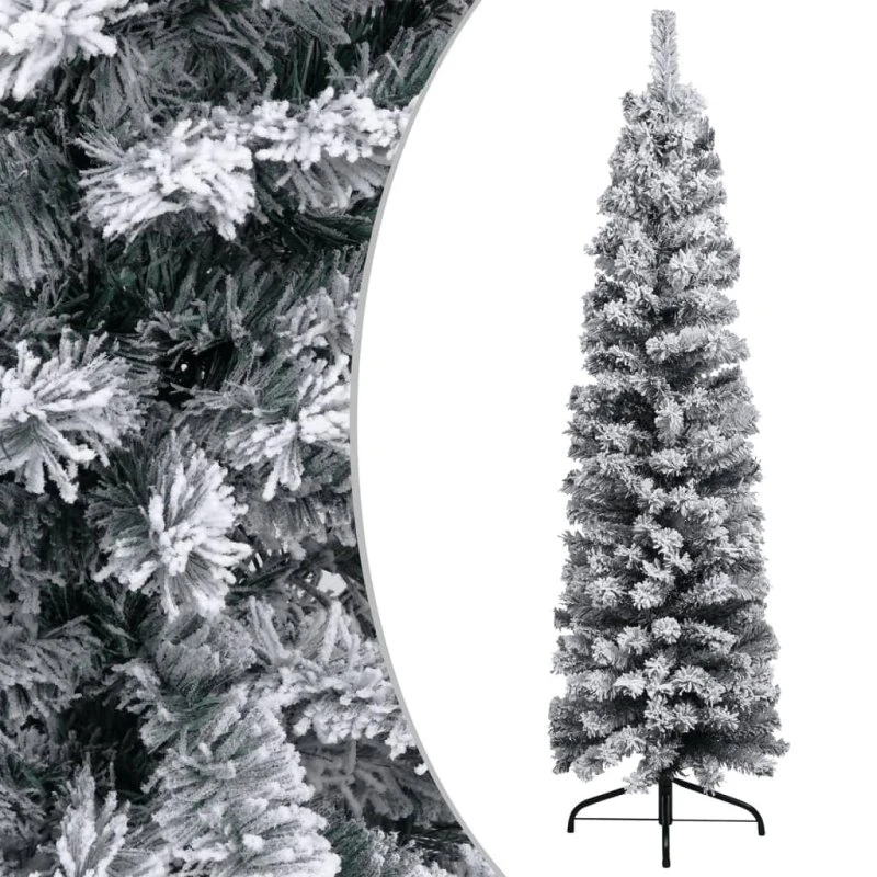 vidaXL smalt kunstigt juletræ med sne 120 cm PVC grøn