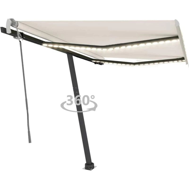 vidaXL markise m. LED 300x250 cm manuel – creme