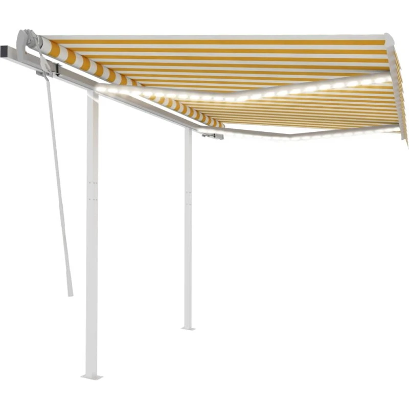 vidaXL markise 3x2,5 m m. LED manuel – gul/hvid