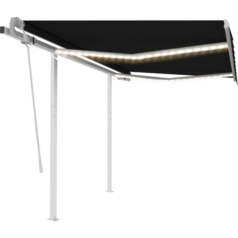 vidaXL markise med LED 3 x 2,5 m manuel – antracitgrå