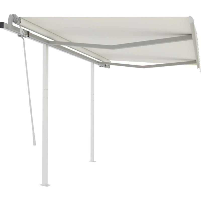 vidaXL foldemarkise med stolper 3,5×2,5 m, manuel - cremefarvet