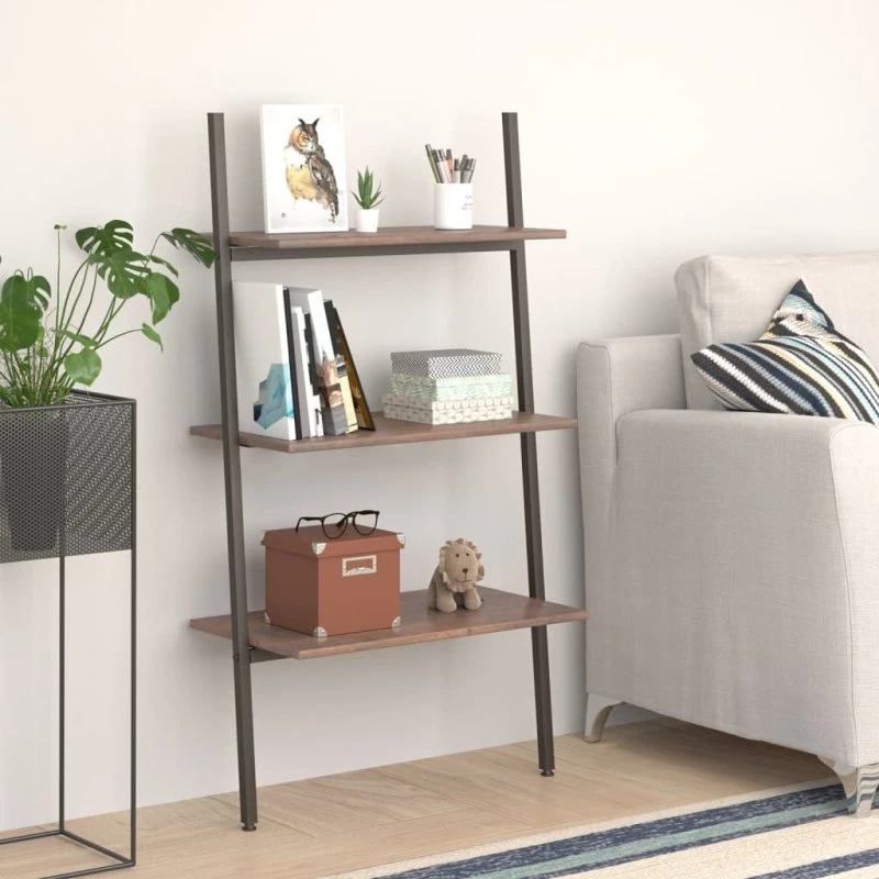 vidaXL stigereol 3 hylder 64x34x116 cm mørkebrun/sort