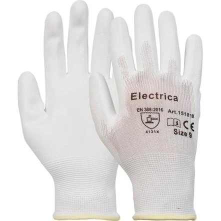 Electrica 810 handske str. 9 – grå, halvdyppet PU