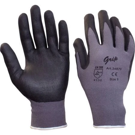 Grip-handsker str. 9 – uforet nitrilbelagt nylon/lycra