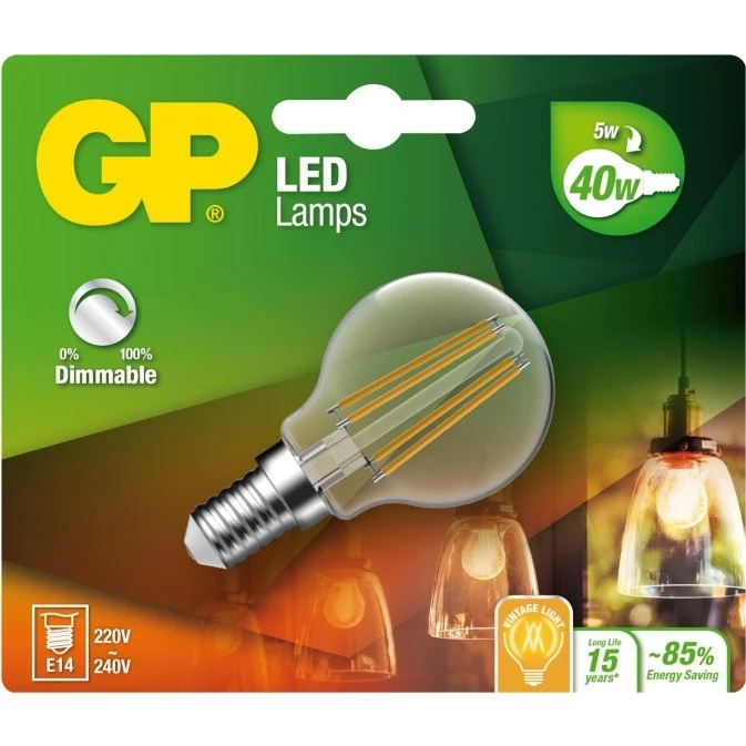 GP LED Filament Mini Globe E14 DIM 5W (40W) 470lm