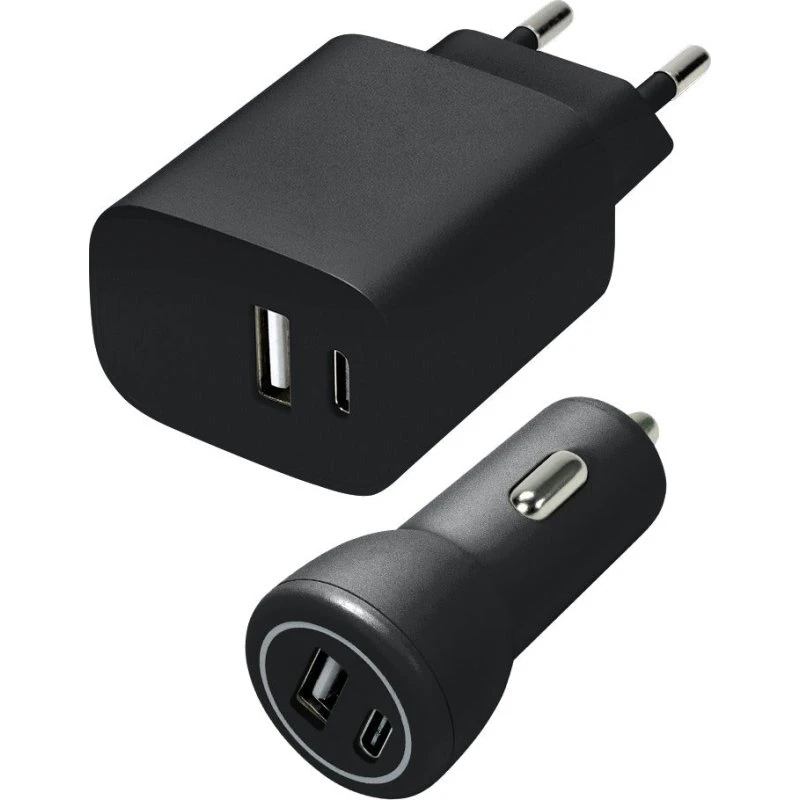 Speedlink Væg- og billadersæt USB-A & USB-C 15W, sort