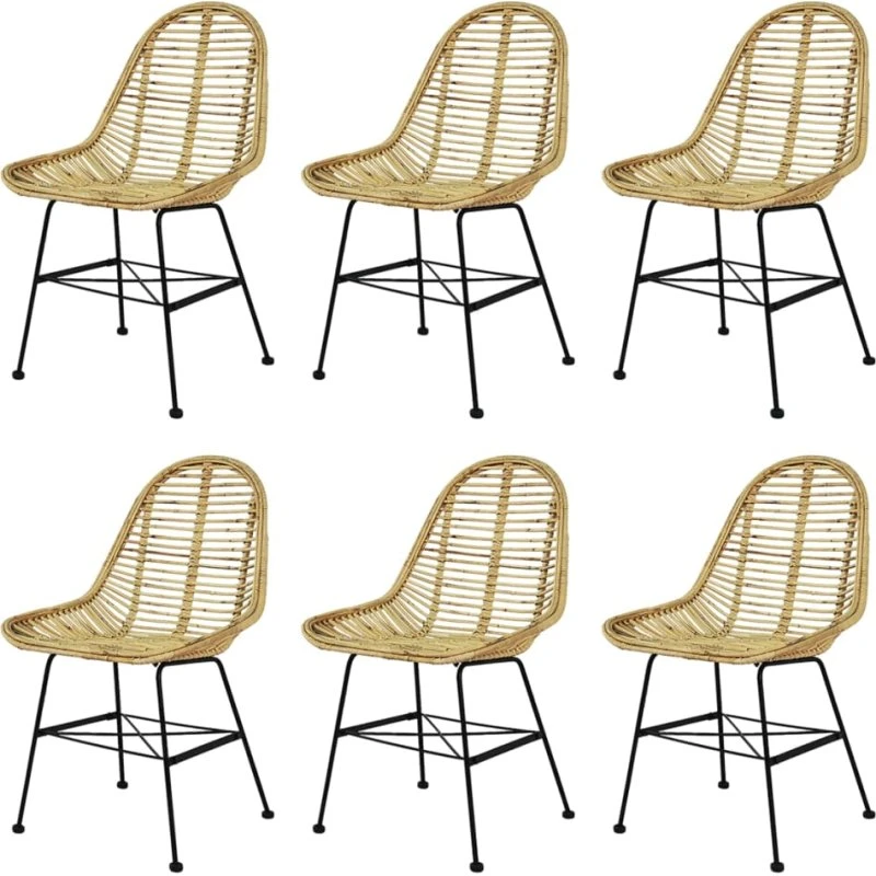 vidaXL spisebordsstole 6 stk. naturligt rattan - beige