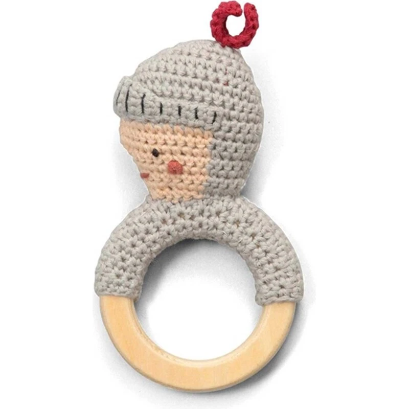 Sebra Hæklet Rangle på Træring - Ridder, Økologisk Bomuld