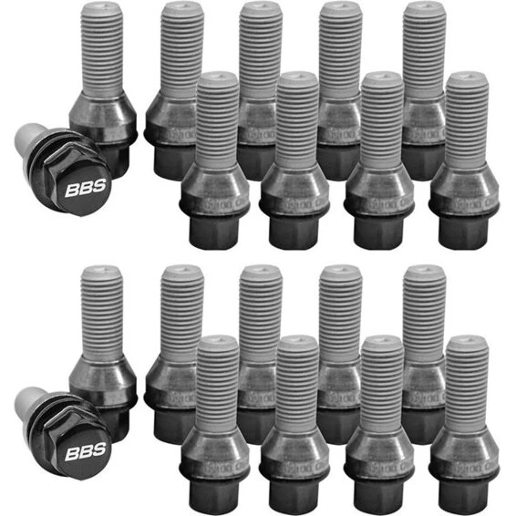 BBS bolte M14x1,5x33 60° kegle, sort - 20 stk