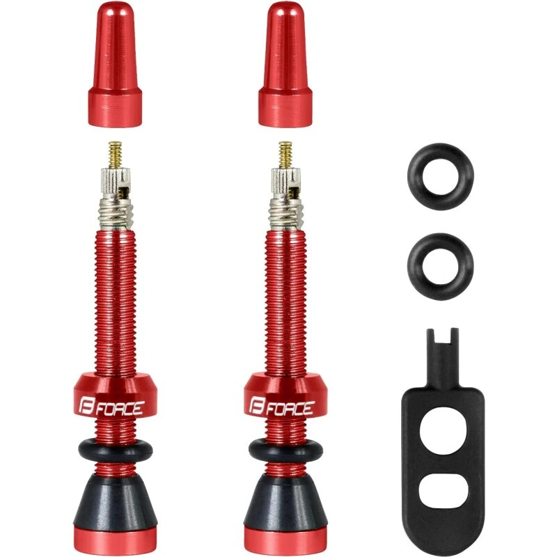 Force tubeless ventil sæt 44 mm rød, 2 stk