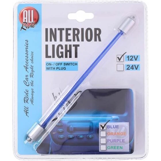 All Ride neon interiørlys 12V blå 17x24x204 mm