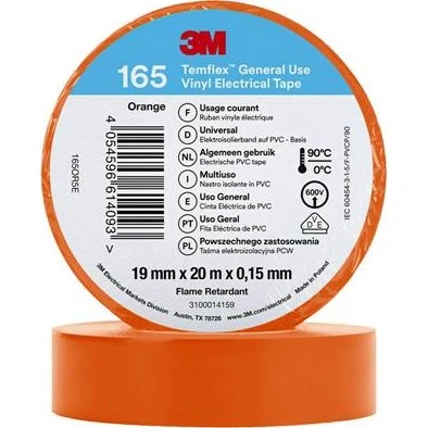 3M Temflex 165 vinyltape 19 mm x 20 m – Orange