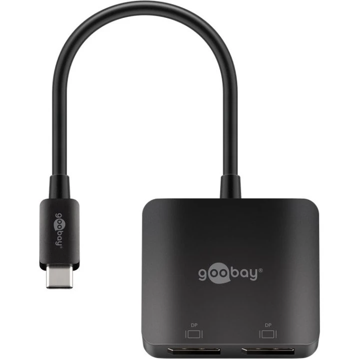 Goobay USB-C → 2x DisplayPort-adapter 2x4K@60Hz Sort 12 cm