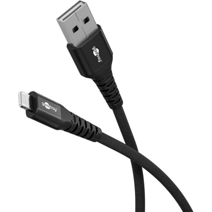 Goobay Lightning–USB-A supersoft tekstilkabel 1 m MFi, sort
