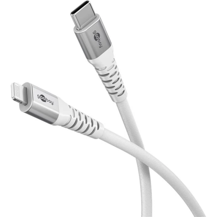 Goobay Lightning–USB-C tekstilkabel 0,5 m, hvid, MFi