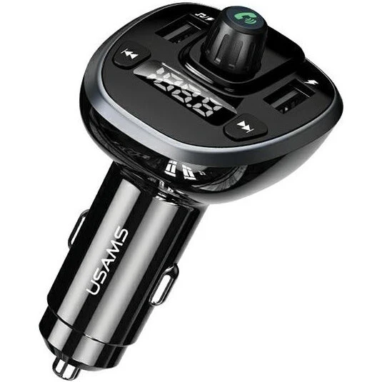 USAMS FM-transmitter Bluetooth 5.0 med 2x USB-A (3,4A) – Sort