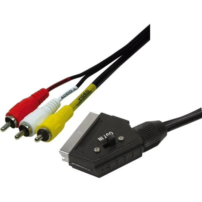 LogiLink Scart til 3x RCA 2 m, sort