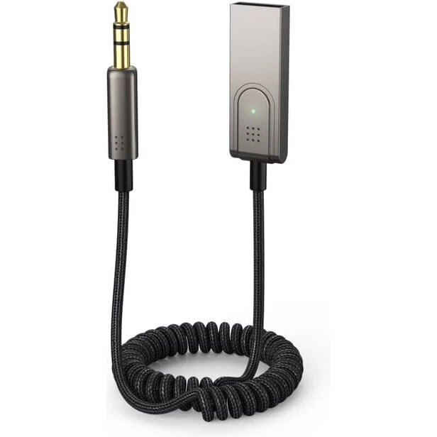 INF Bluetooth Aux-kabel til bilen, grå, optrækkeligt 3,5 mm