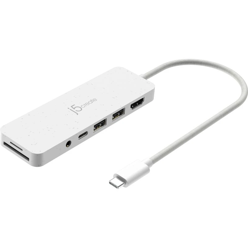 j5create JCD373EW USB-C 3.2 Multi-port dockingstation med PD, hvid
