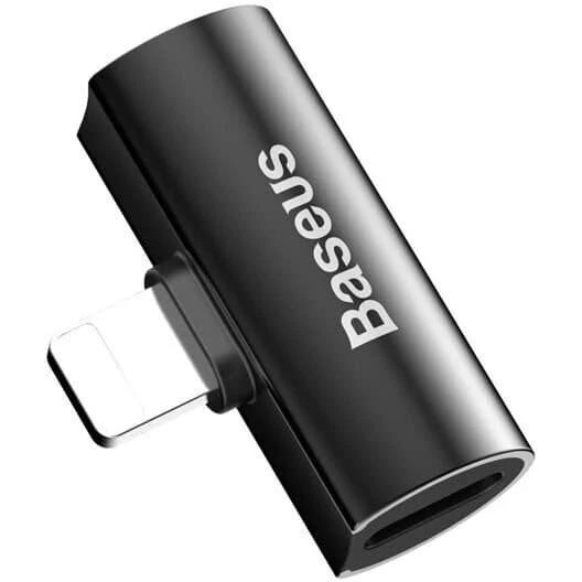 Baseus Lightning-adapter L46 (1 han → 2 hun) – Sort