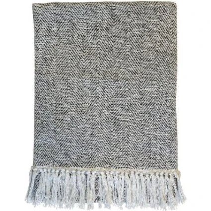 Plaid af overskudsgarn, sort med mønster 170 x 130 cm