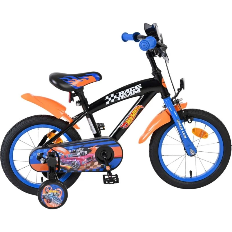 Volare Hot Wheels børnecykel 12" med støttehjul - Sort/Blå