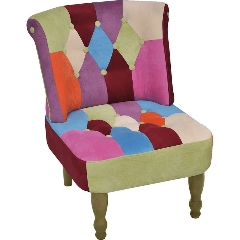 vidaXL fransk stol med patchwork-stof, flerfarvet