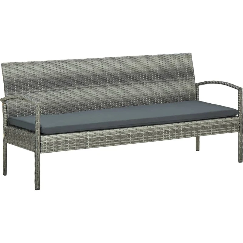 vidaXL 3-personers havesofa i polyrattan, grå