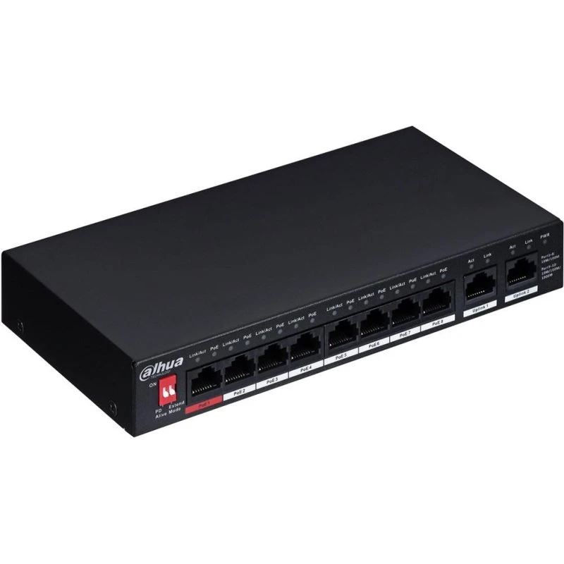 Dahua PFS3010-8ET-96-V2 8-port PoE-switch, 2 uplink