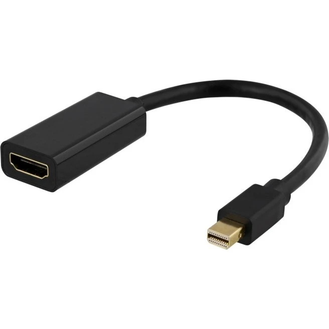 DELTACO Mini DisplayPort til HDMI adapter 4K@60Hz 0,2 m, sort