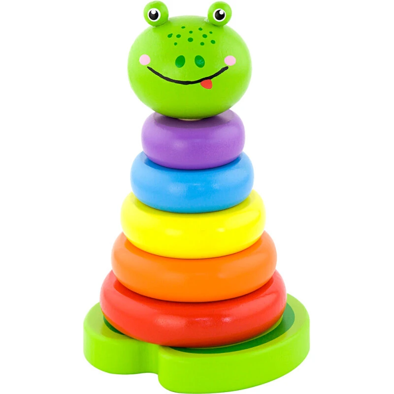 VIGA Stabeltårn Frø i træ, 10x18 cm