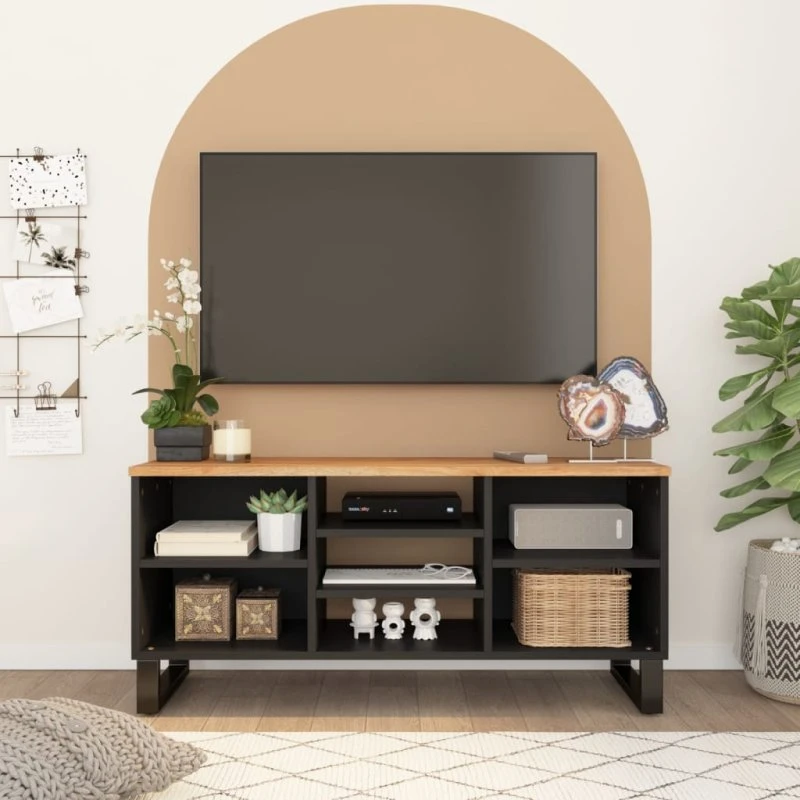 TV-bord i massiv akacietræ 100x33x46 cm – honning