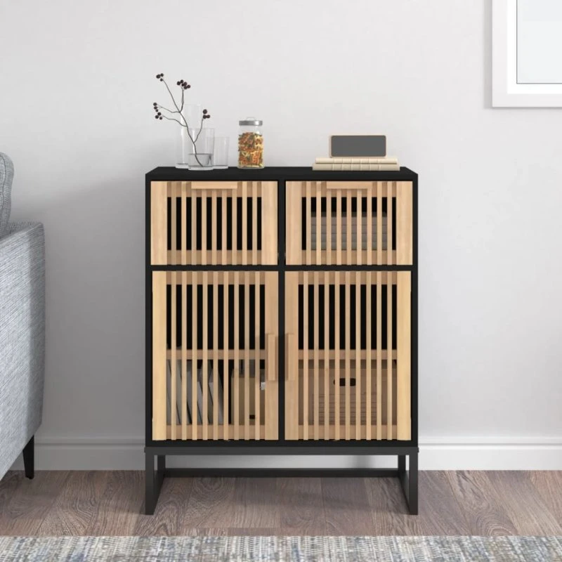vidaXL skænk 60x30x75 cm sort konstrueret træ