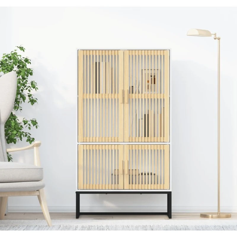 vidaXL højskab 70x35x125 cm konstrueret træ, hvid